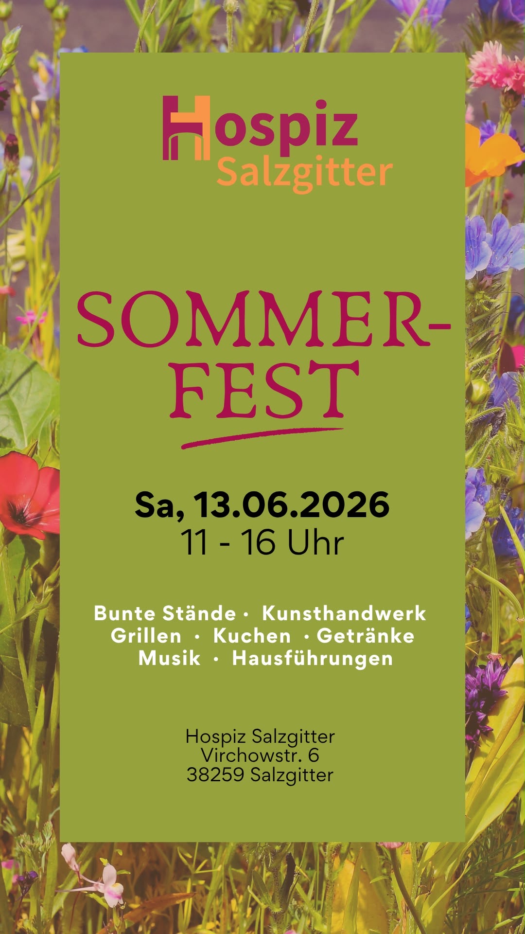 Flyer für Sommerfest am 13.06.2026 im Hospiz